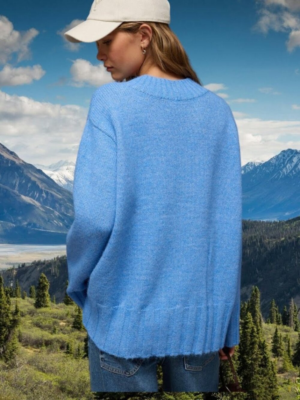 NEW!!! AMERICAN EAGLE BLUE “NEW YORK” OVERSIZED SWEATER - SIZE XL - Picture 3 of 5